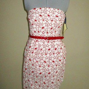 Jean Paul Gaultier x Target Strapless White/Red Eyelet Dress